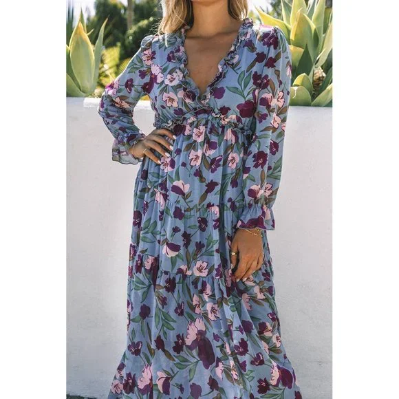 Wild Lotus Ruffle Tiered Maxi Dress - Picture 7 of 16